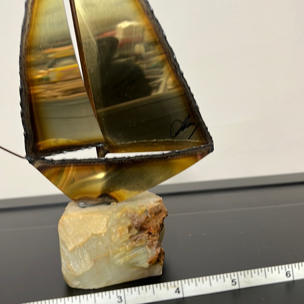 Vintage Brass And Copper Sail boat Art - Picture 2 of 11